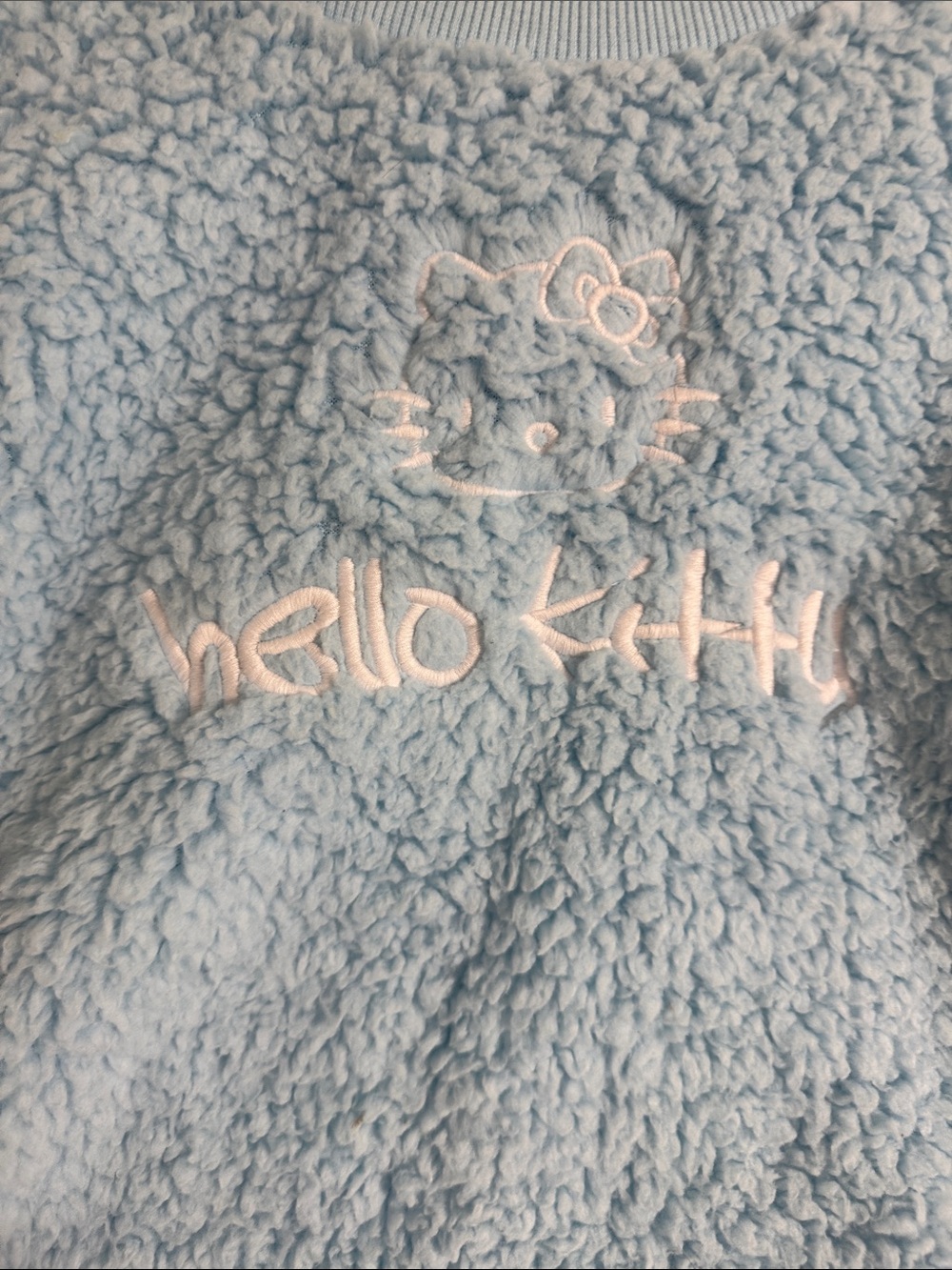 Forever 21 Hello Kitty Light Blue Sherpa Crop Jacket